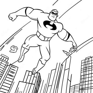 Mr. Incredible in Action Coloring Page | Incredibles 塗色頁