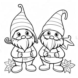 Christmas Gnomes Coloring Page