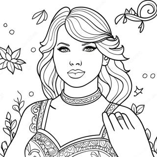 Enchanting Taylor Swift in Folklore Coloring Page | Taylor Swift Folklore 塗色頁