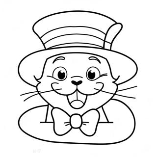 Whimsical Cat in the Hat Coloring Page | Happy Birthday Dr Seuss 塗色頁