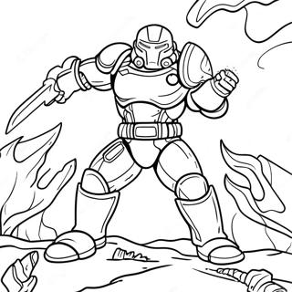 Doom Slayer Battling Demons Coloring Page | Doom 塗色頁