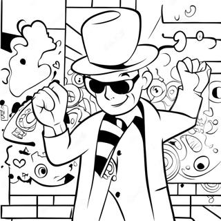 Colorful Gangster Graffiti Wall Coloring Page | Gangster Graffiti 塗色頁