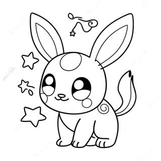 Cute Umbreon with Stars Coloring Page | Umbreon 塗色頁
