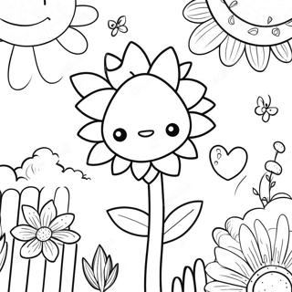 Whimsical Flower Garden Coloring Page | Flower Aesthetic 塗色頁