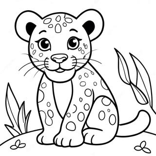 Playful Leopard Cub Coloring Page | Leopard 塗色頁
