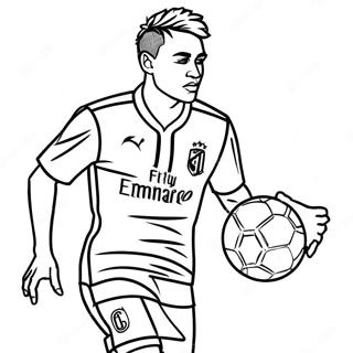 Neymar Dribbling the Ball Coloring Page | Neymar 塗色頁