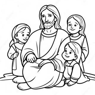 Jesus with Children Coloring Page | Catholic 塗色頁
