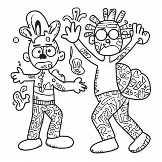 Colorful Keith Haring Style Characters Coloring Page | Keith Haring 塗色頁