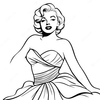 Marilyn Monroe Glamorous Dress Coloring Page | Marilyn Monroe 塗色頁
