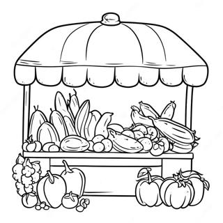 Colorful Farmers Market Stall Coloring Page | Farmers Market 塗色頁