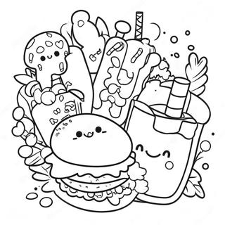 Kawaii Junk Food Coloring Page