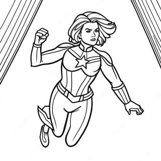 Captain Marvel in Action Coloring Page | Captain Marvel 塗色頁