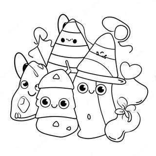 Cute Candy Corn Characters Coloring Page | Candy Corn 塗色頁