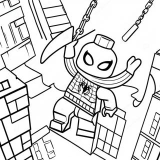 Lego Spiderman Swinging Through City Coloring Page | Spiderman Lego 塗色頁