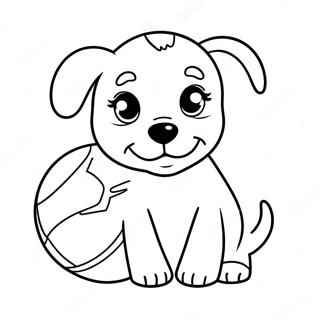 Realistic Cute Puppy with Ball Coloring Page | Realistic Cute Puppy 塗色頁