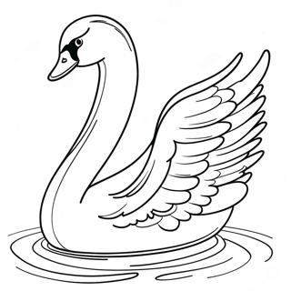 Elegant Swan Gliding on Water Coloring Page | Swan 塗色頁