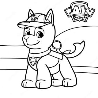 Chase from Paw Patrol in Action Coloring Page | Everest Paw Patrol 塗色頁