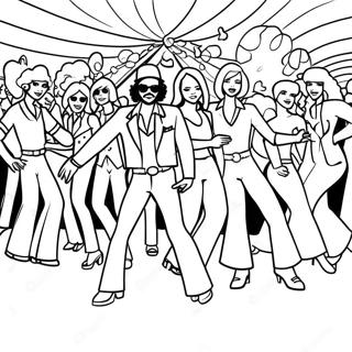 Colorful 70's Disco Dance Party Coloring Page | 70's Groovy 塗色頁