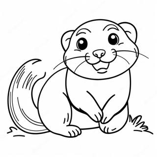 Cute Ferret Playing with Ball Coloring Page | Ferret 塗色頁