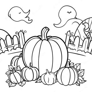 Vintage Halloween Pumpkin Patch Coloring Page | Vintage Halloween 塗色頁