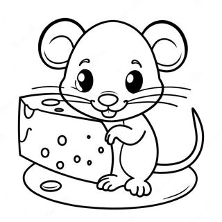 Funny Rat with Cheese Coloring Page | Rat 塗色頁