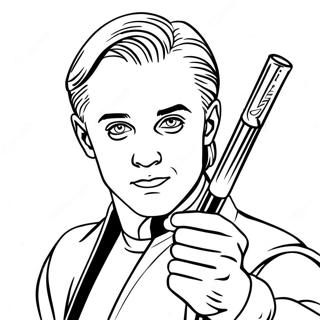 Draco Malfoy with Wand Coloring Page | Draco Malfoy 塗色頁