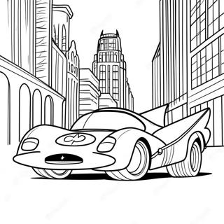 Batmobile Speeding Through Gotham Coloring Page