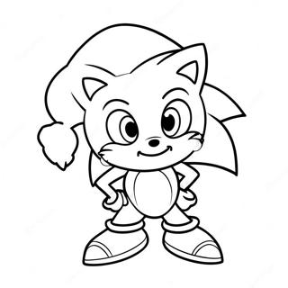 Sonic the Hedgehog with Santa Hat Coloring Page | Christmas Sonic 塗色頁