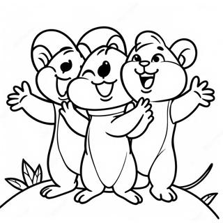 Chipmunks Singing Together Coloring Page | Alvin and the Chipmunks 塗色頁