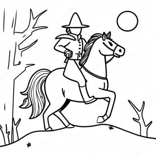 Headless Horseman in the Moonlight Coloring Page | Headless Horseman 塗色頁