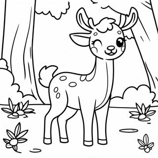 Cute Baby Deer in the Forest Coloring Page | Forest Animals 塗色頁