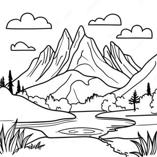 Realistic Mountain Landscape Coloring Page | Realistic Landscape 塗色頁