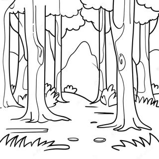 Serene Forest Landscape Coloring Page | Realistic Landscape 塗色頁