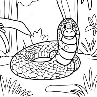 Realistic Anaconda in Jungle Coloring Page | Anaconda 塗色頁