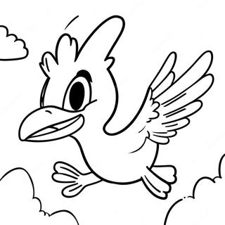 Woody Woodpecker Flying in the Sky Coloring Page | Woody Woodpecker 塗色頁