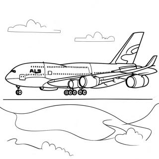 A380 Airplane Coloring Page | A380 Airplane 塗色頁