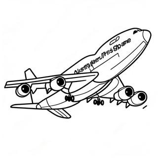 A380 Airplane in Flight Coloring Page | A380 Airplane 塗色頁
