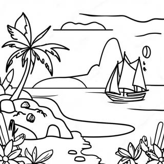 Island Paradise Coloring Page | Island 塗色頁