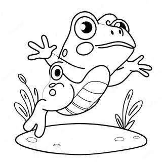 Cute Frog Jumping Coloring Page | Frog and Toad 塗色頁