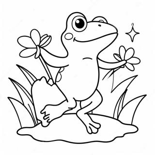 Cute Frog Jumping Coloring Page | Amphibian 塗色頁