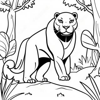 Majestic Black Panther in Jungle Coloring Page | Black Panther Animal 塗色頁