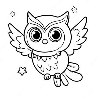 Owlette Flying in the Night Sky Coloring Page | Owlette 塗色頁