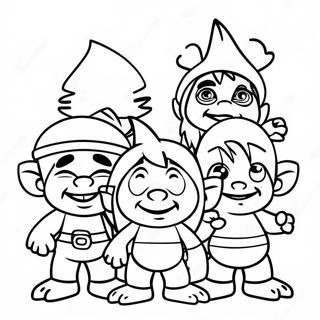 Colorful Floyd Trolls Band Together Coloring Page