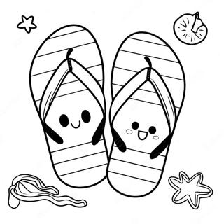 Cute Beach Flip Flops Coloring Page | Flip Flop 塗色頁