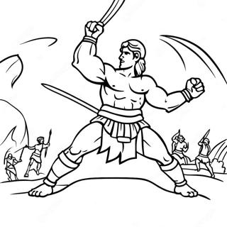 David and Goliath Epic Battle Coloring Page | David and Goliath 塗色頁
