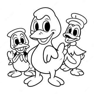 Cheerful Donald Duck with Friends Coloring Page | Donald Duck 塗色頁