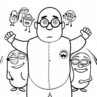 Gru with Minions Coloring Page | Minions The Rise of Gru 塗色頁