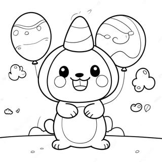 Cute Pochacco with Balloons Coloring Page