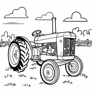 Vintage Case Tractor on Farm Coloring Page | Case Tractor 塗色頁