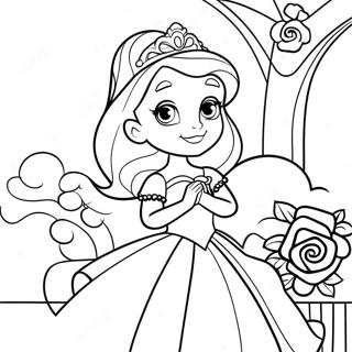 Valentine's Day Disney Princess Coloring Page | Valentines Day Disney 塗色頁